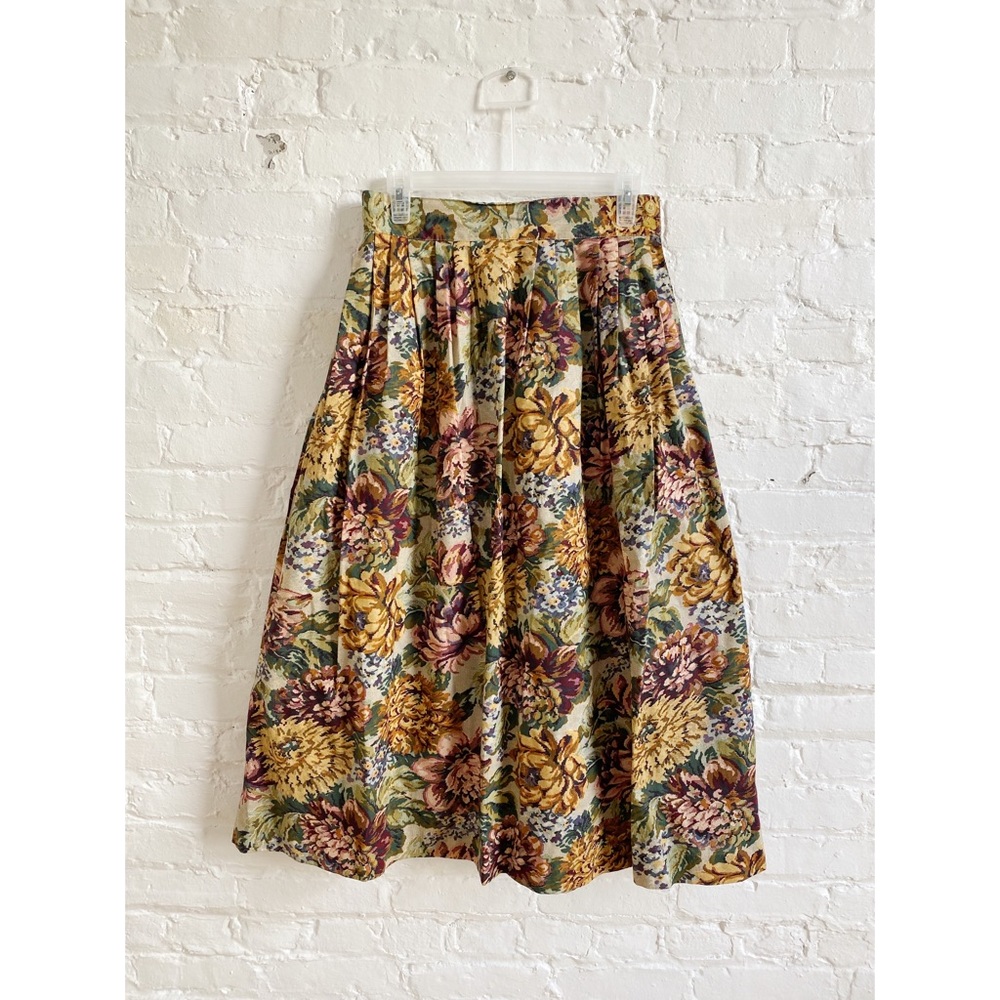 Vintage 90s Boho Cottagecore Floral Midi Skirt